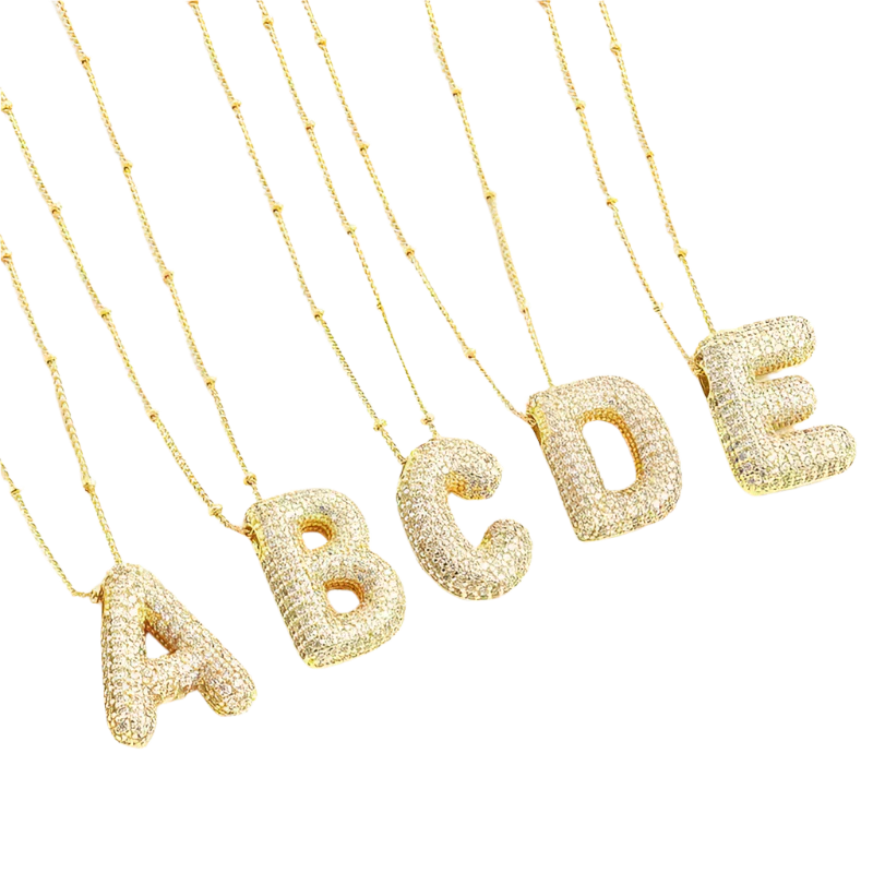 BubbleNote | Gold Letter Initial Necklace Set