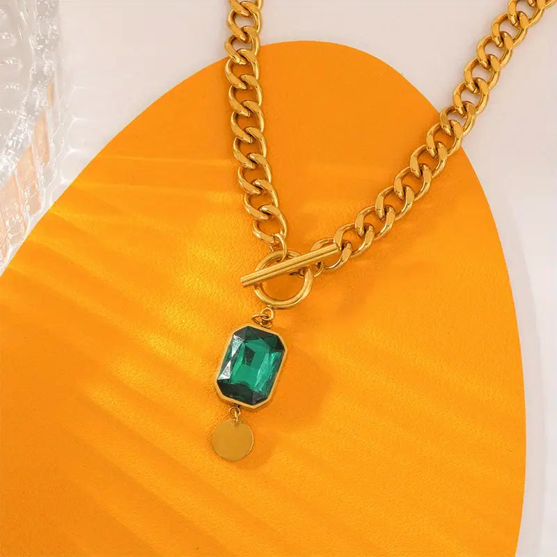 Emerald Pendant Necklace | Gold