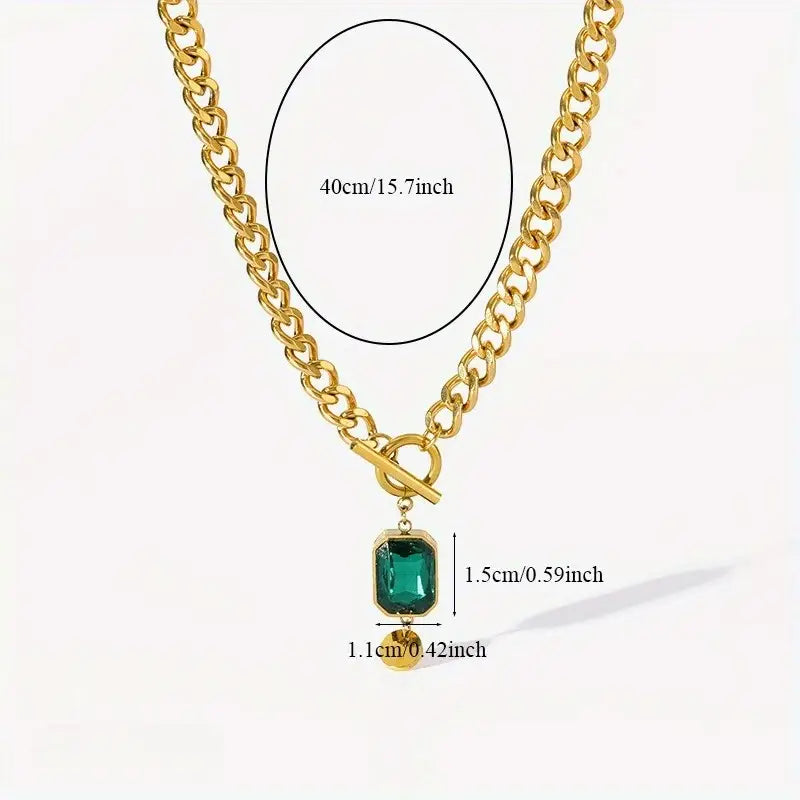 Emerald Pendant Necklace | Gold