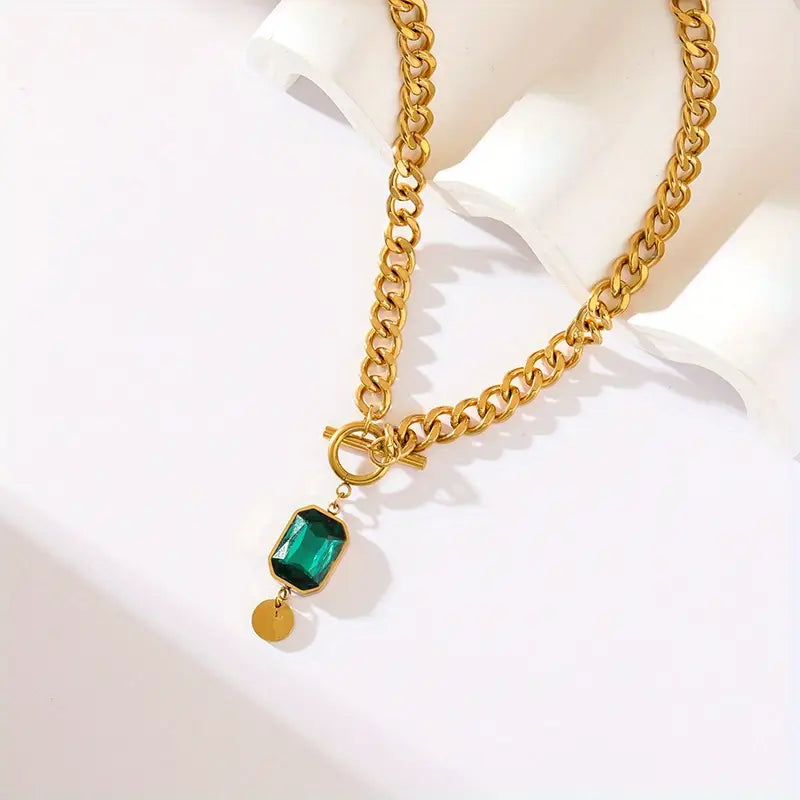 Emerald Pendant Necklace | Gold
