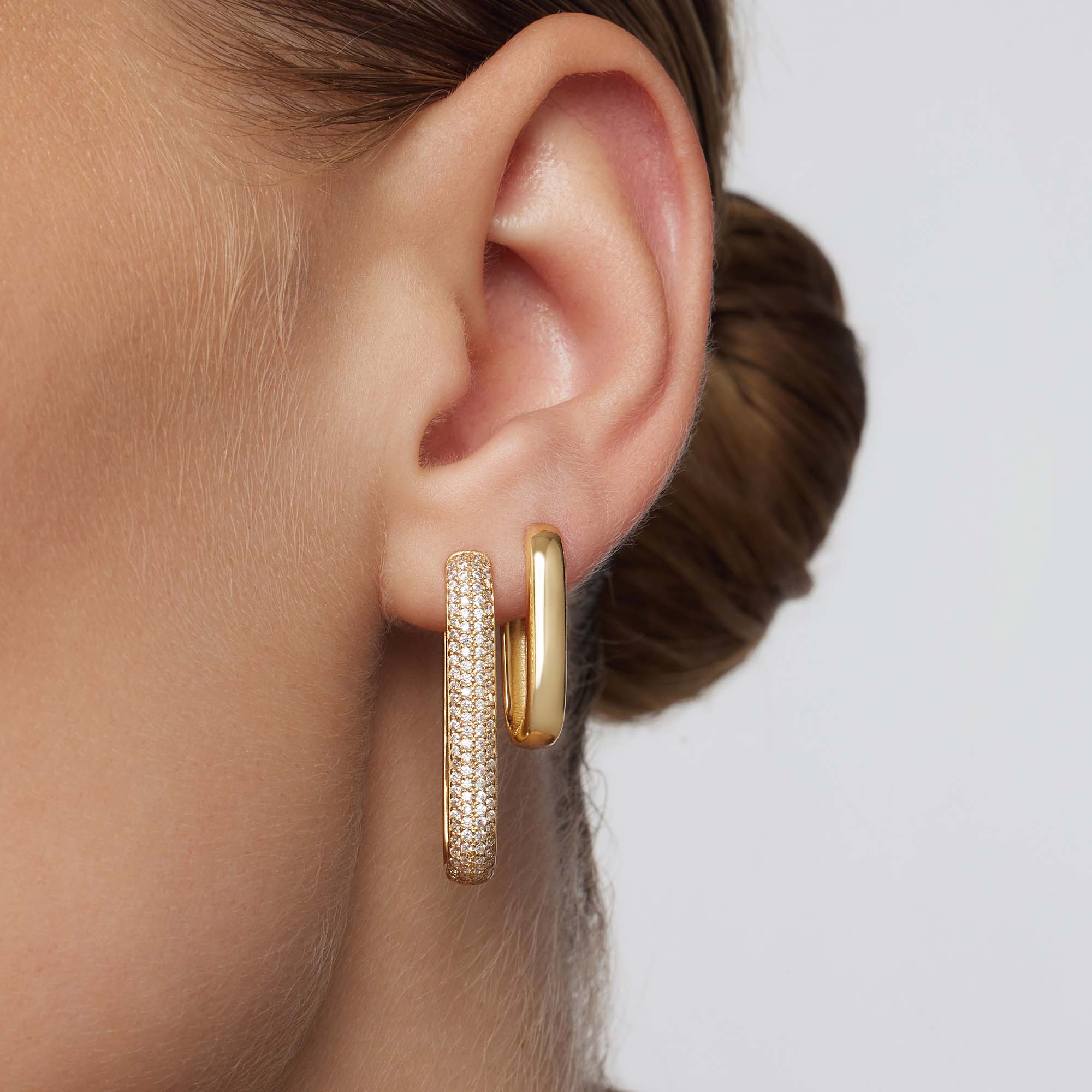 Large Icon Pavé Hoops | Gold