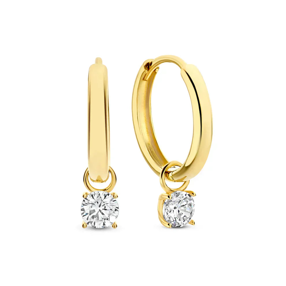 Celeste | Gold Stone Hoop Earrings
