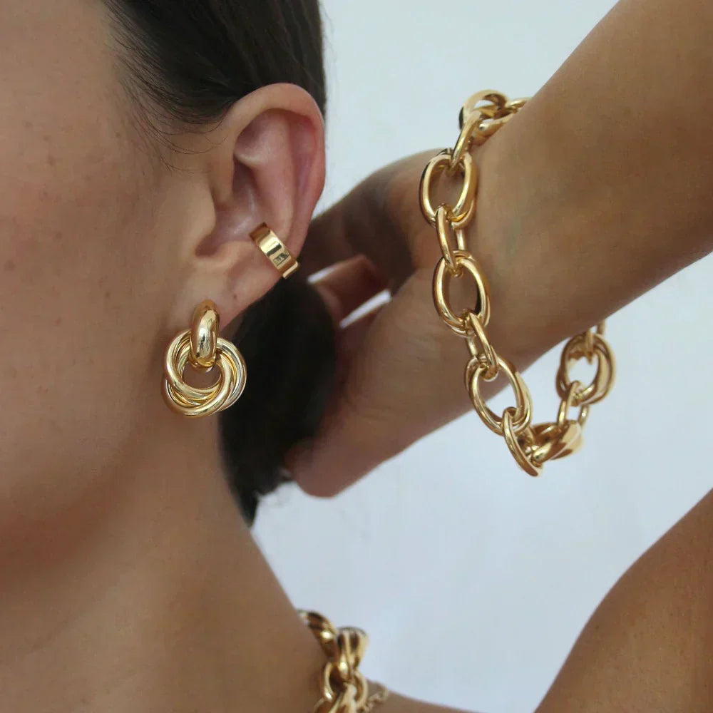 Interlock | Gold Statement Earrings