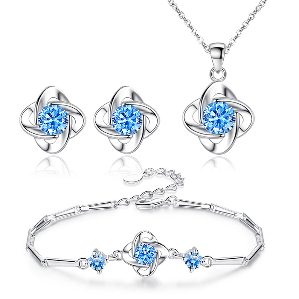 Seren Clover Loop Set Blue | White Gold