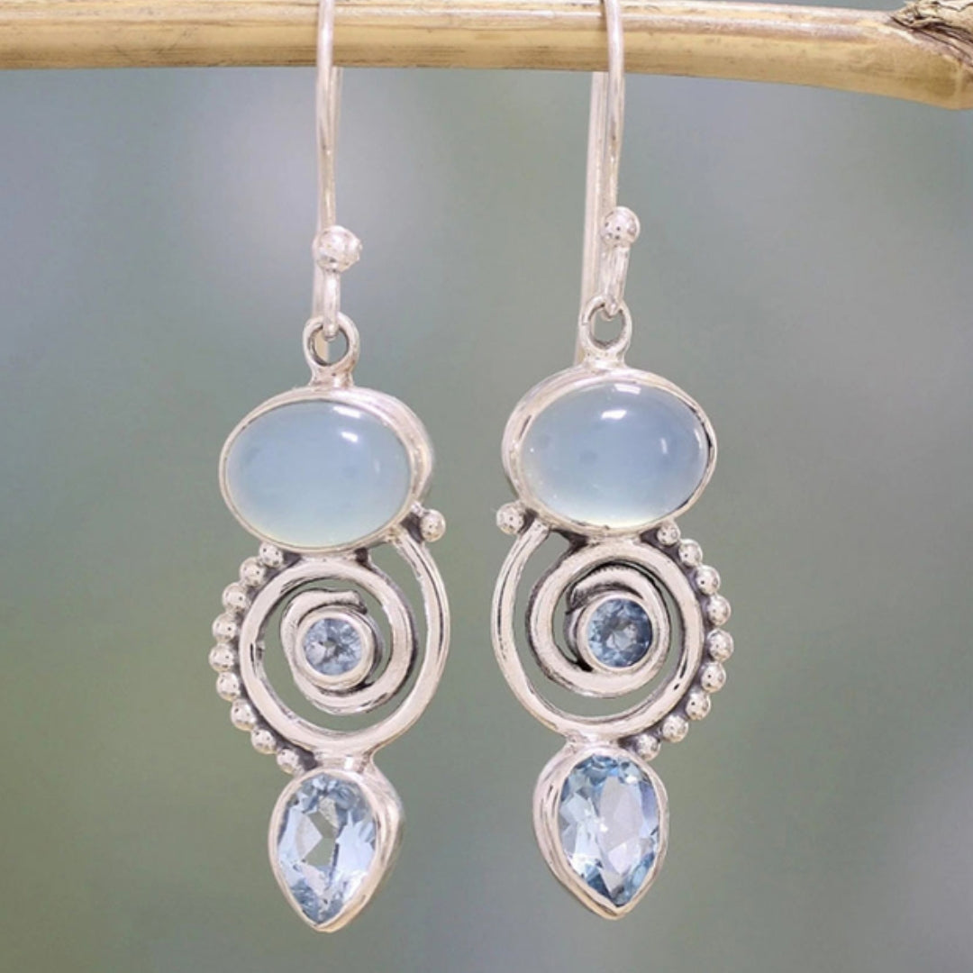 Verde™ | Vintage Silver Moonstone Earrings