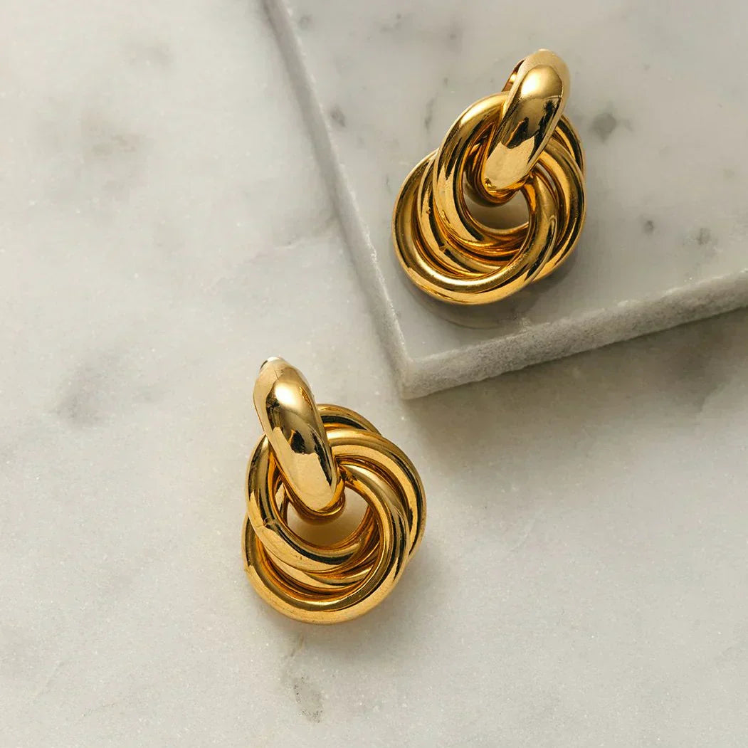 Interlock | Gold Statement Earrings