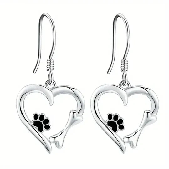 Yaritza™ – Silver Foot & Heart Dangle Earrings