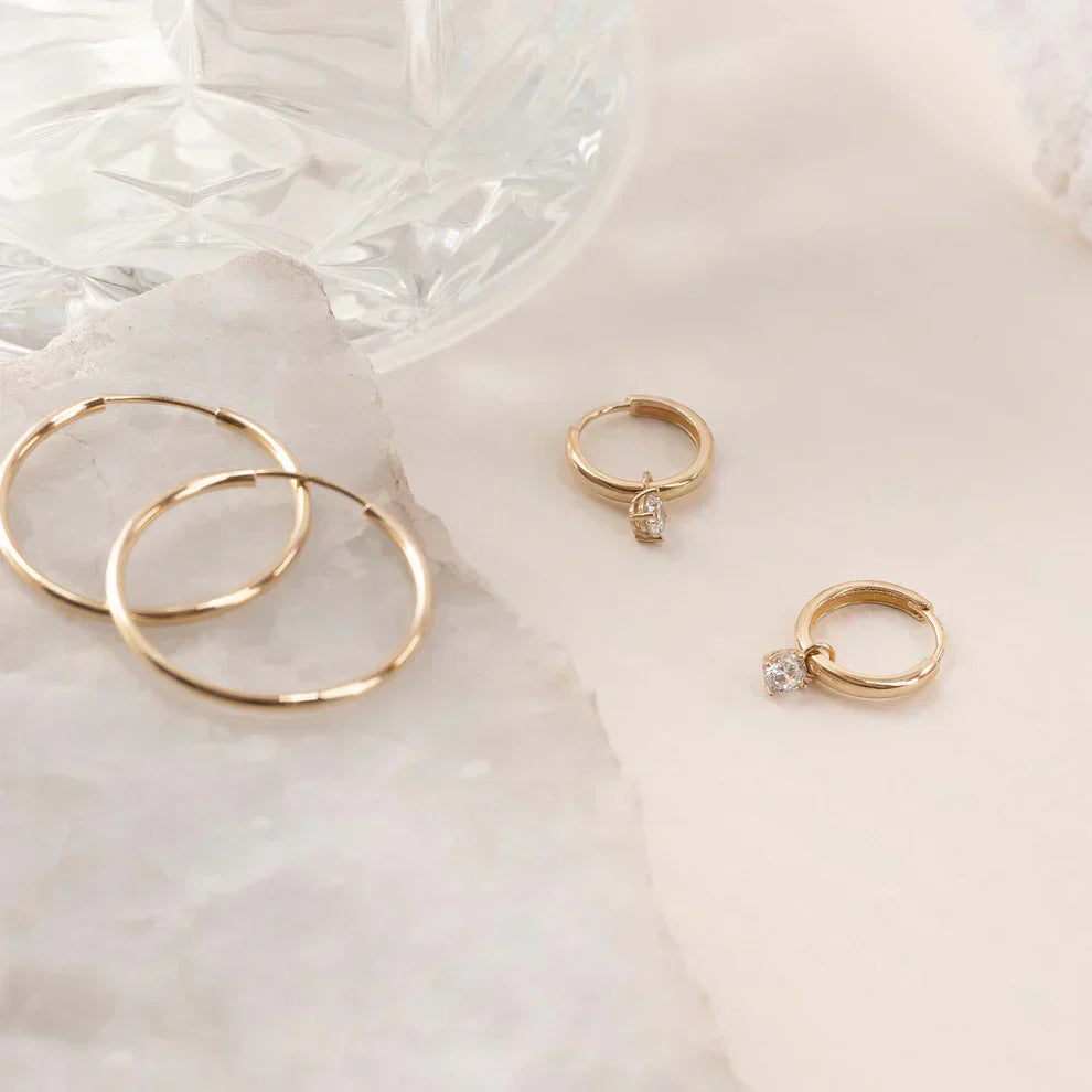 Celeste | Gold Stone Hoop Earrings