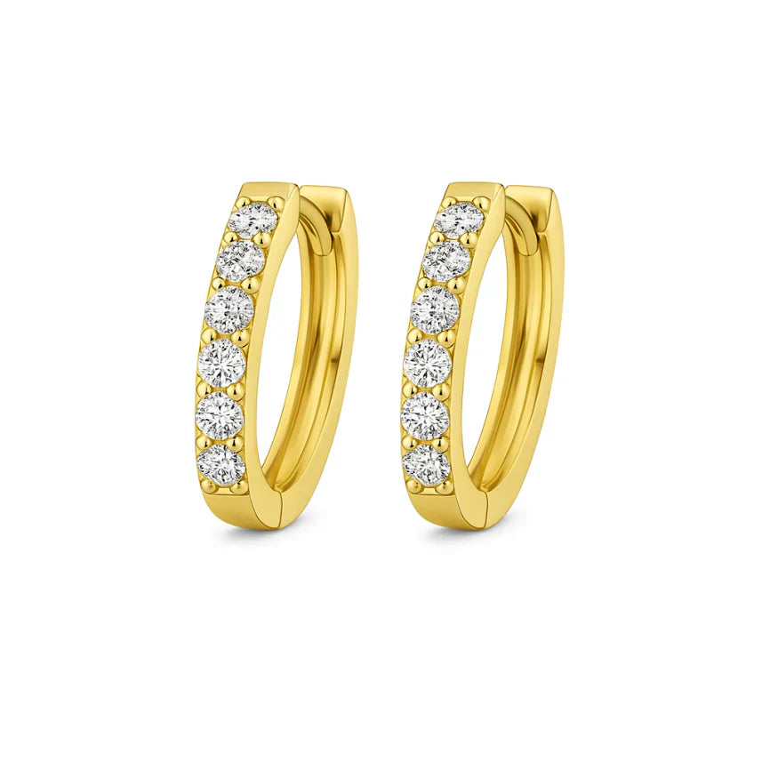 Moissanite Huggie Earrings | Gold