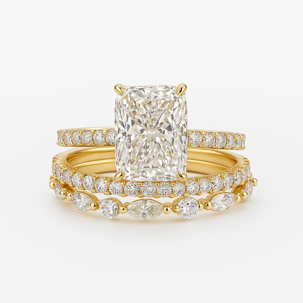 Jaily - Gold 3-Piece Wedding Ring Set