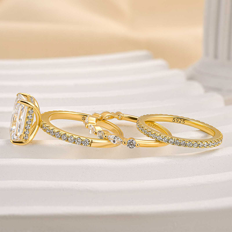 Jaily - Gold 3-Piece Wedding Ring Set