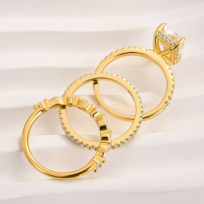 Jaily - Gold 3-Piece Wedding Ring Set