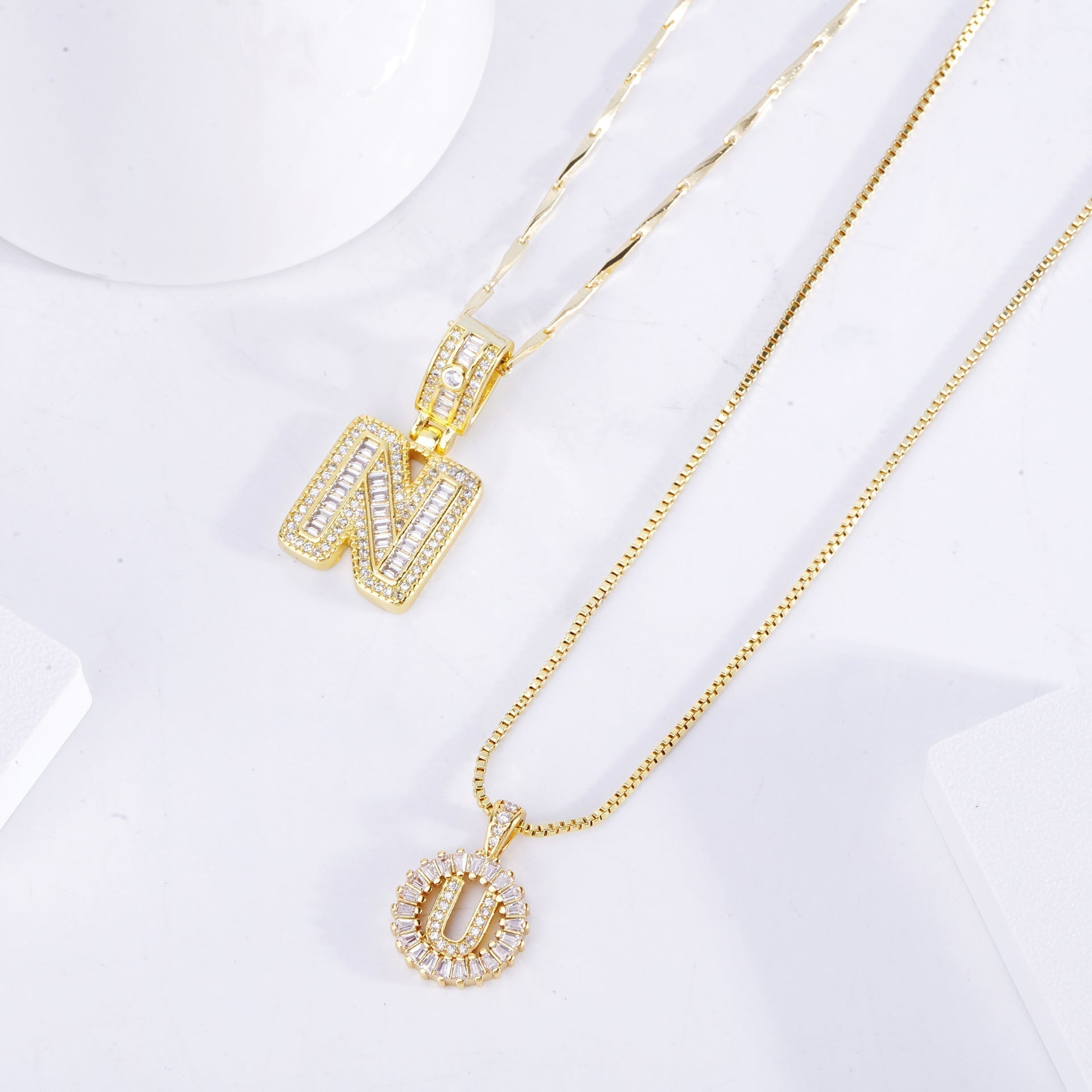 Initiale | Gold Moissanite Letter Necklace Set
