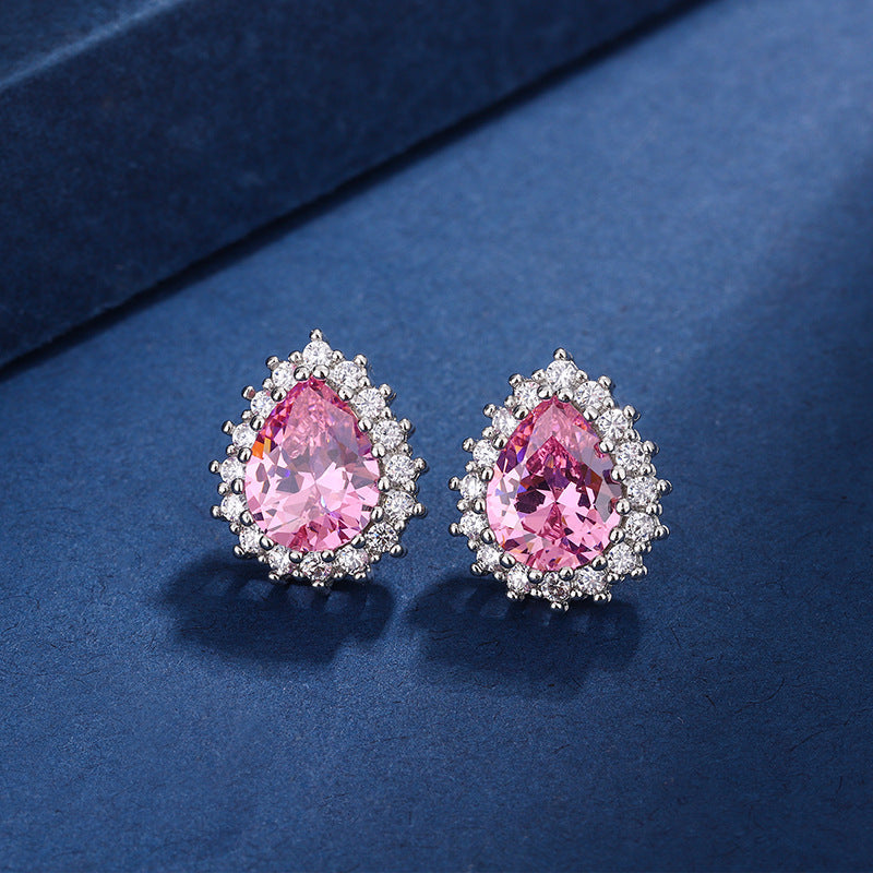 Aria Teardrop Pink Set | White Gold 
