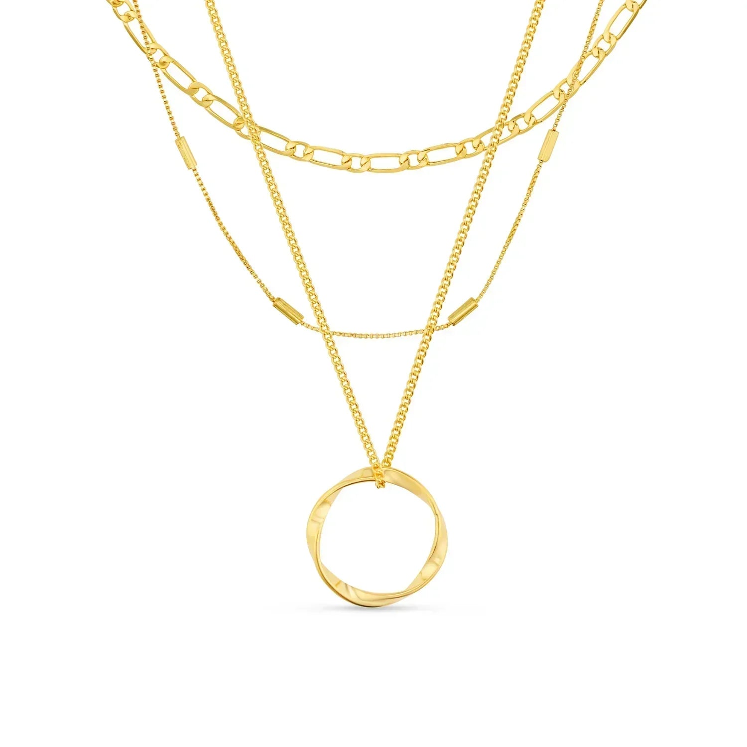 Circa | Gold Open Circle Triple Row Necklace