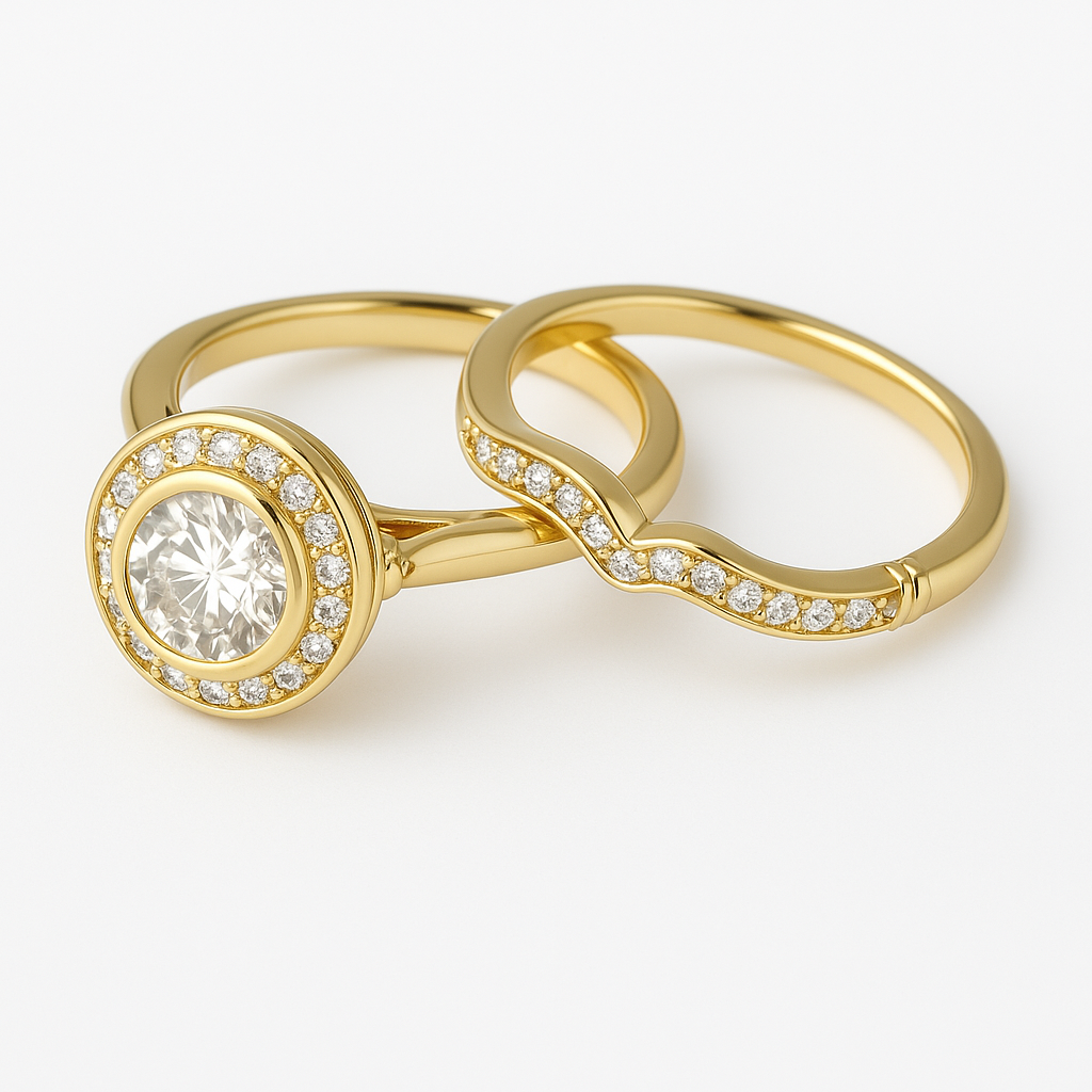 Bjorn™ | Vintage Gold and Zirconia Ring Set
