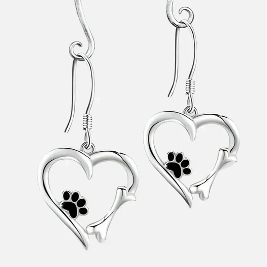 Yaritza™ – Silver Foot & Heart Dangle Earrings