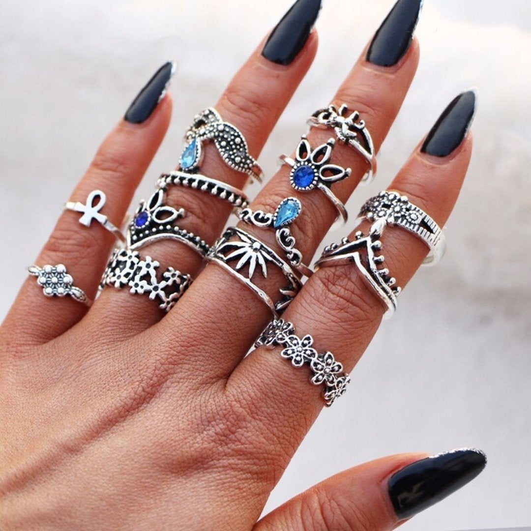 Alisa™ | Unique Handmade Silver Ring Set