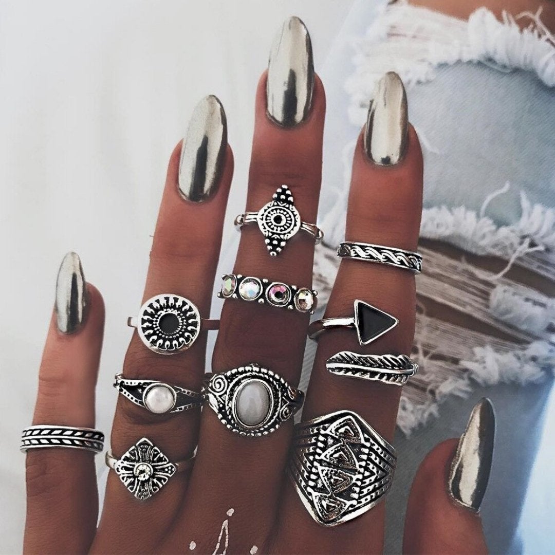 Alisa™ | Unique Handmade Silver Ring Set