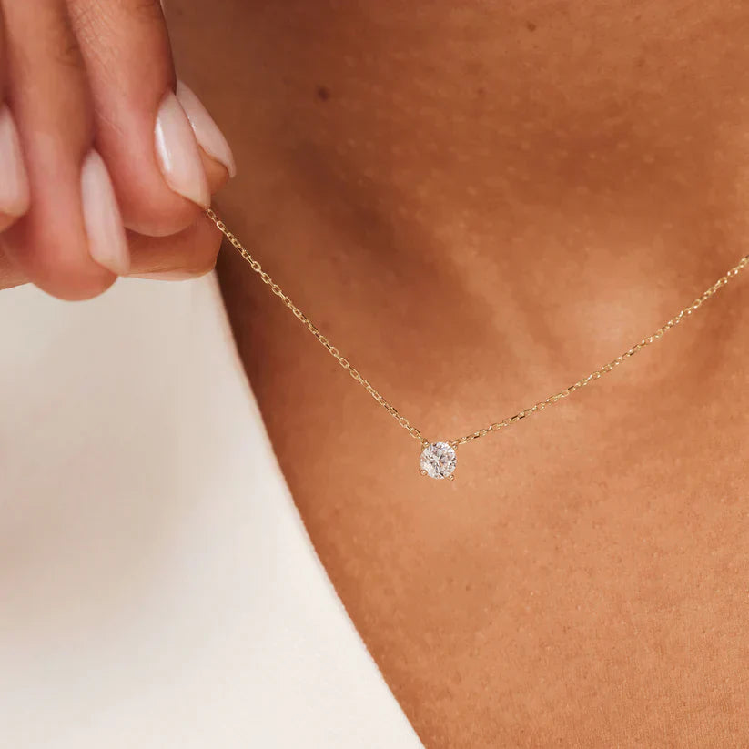 Clea | Gold Moissanite Pendant Necklace