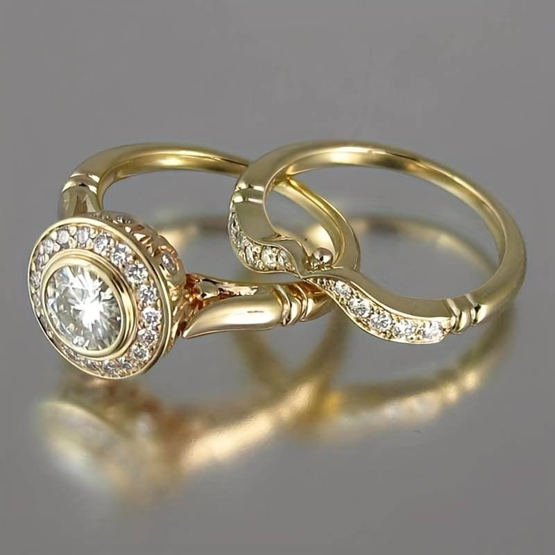 Bjorn™ | Vintage Gold and Zirconia Ring Set